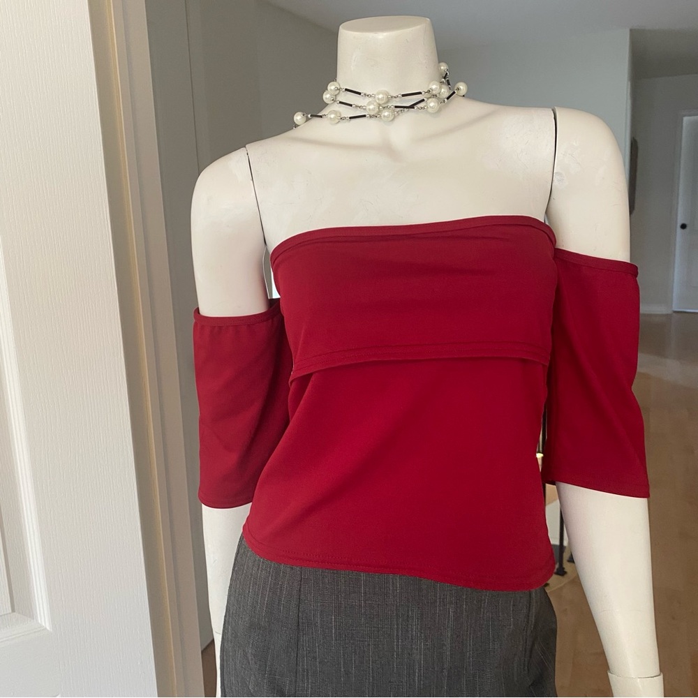 Chic Off-Shoulder Burgundy Top